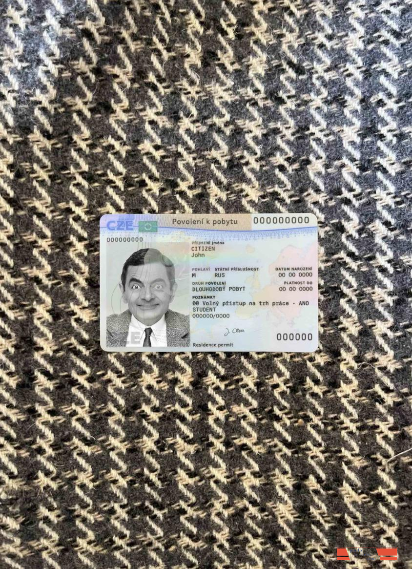 Czech permanent resident card photolook FRONT PSD template